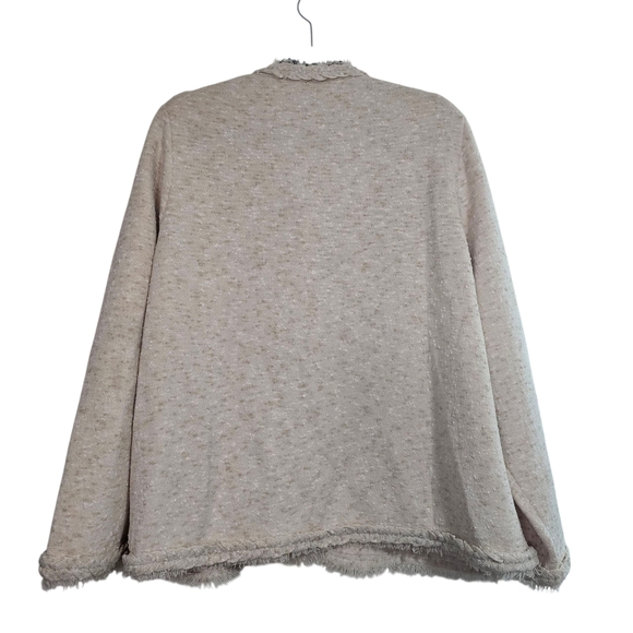 J. Crew Marled fringe-trim sweater lady jacket cream Preppy Neutral Quiet Luxury - Picture 3 of 12